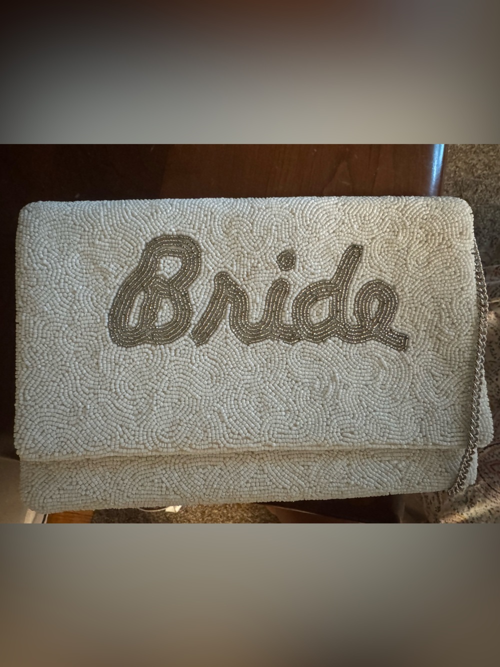 Beaded 'Brides' Clutch Bag - Cream with Gold Beading